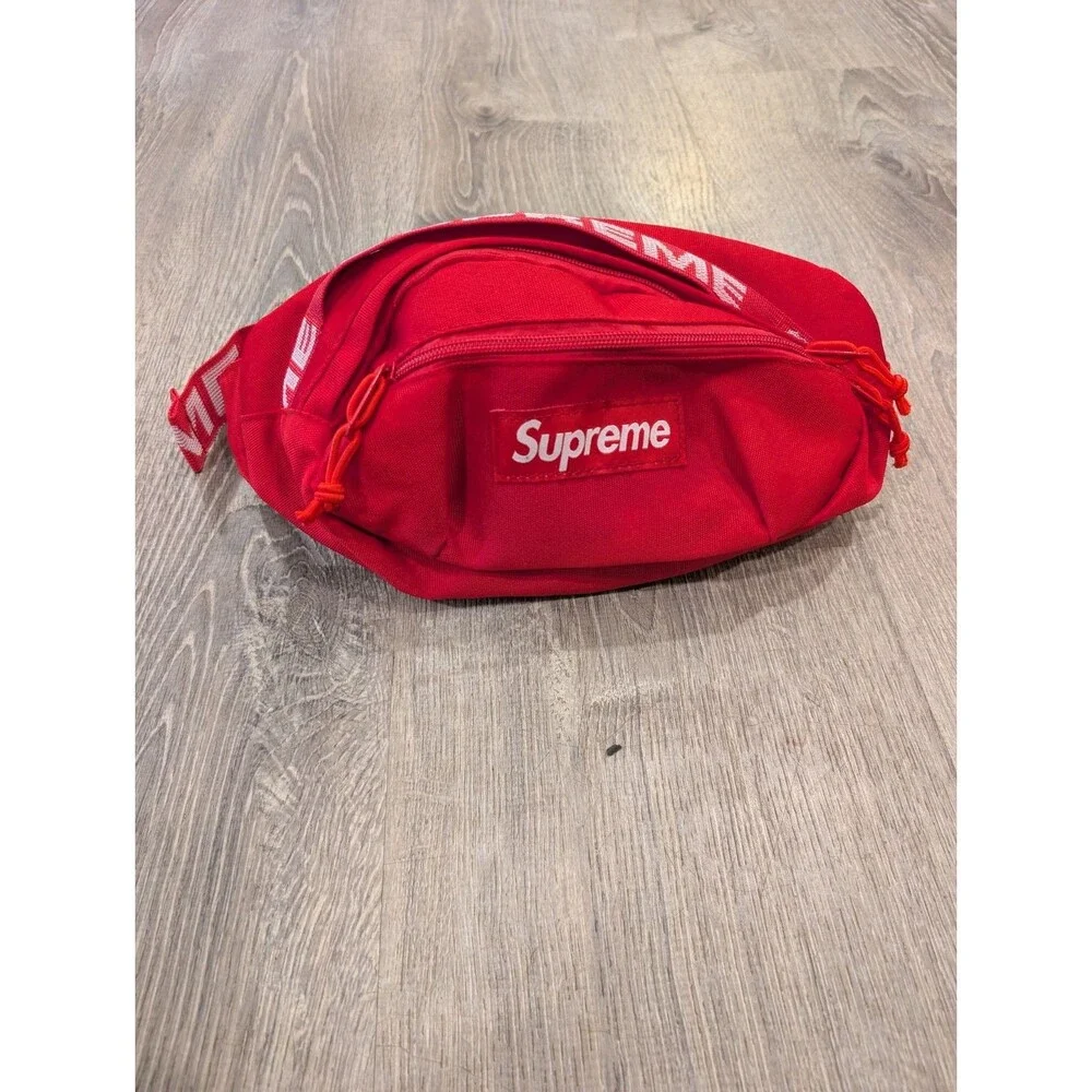 Supreme SS18 Waist Bag Red Cordura Repeat Logo Fanny Pack Bum Bag Authentic